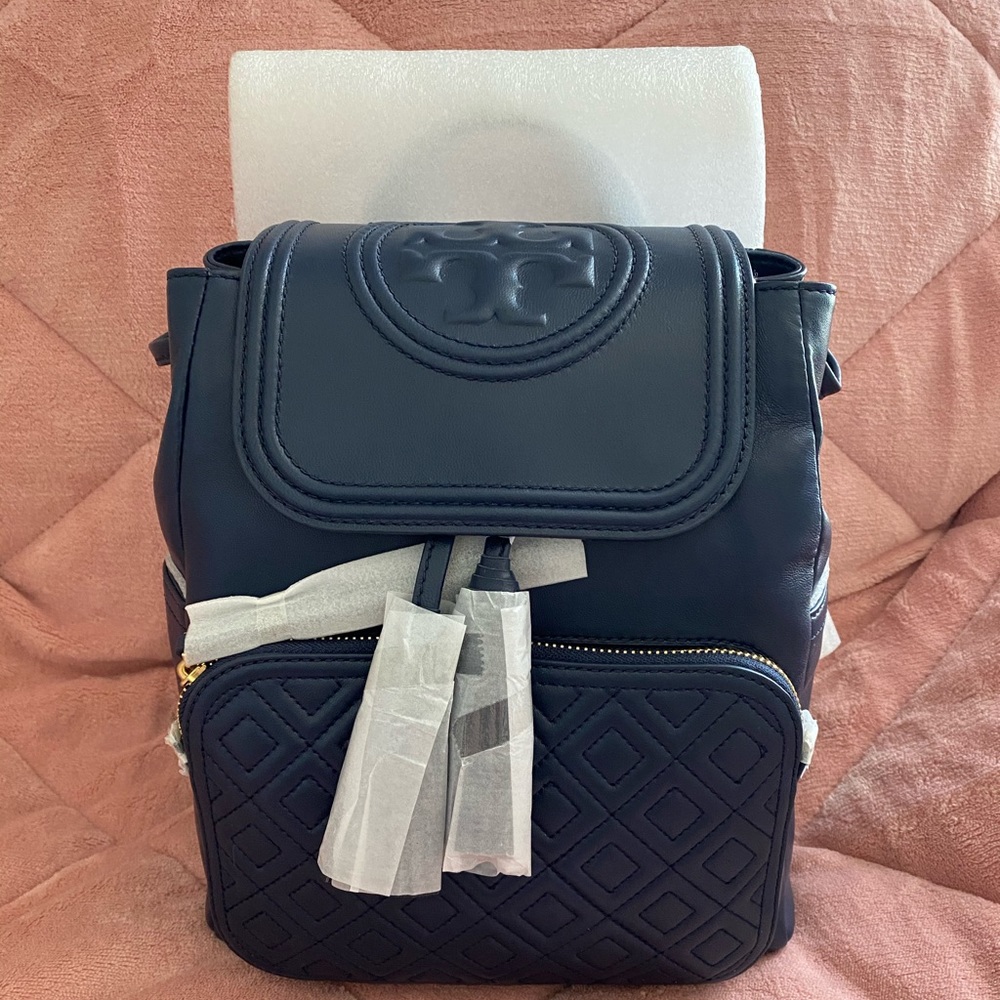 Tory Burch Black Quilted Leather Backpack